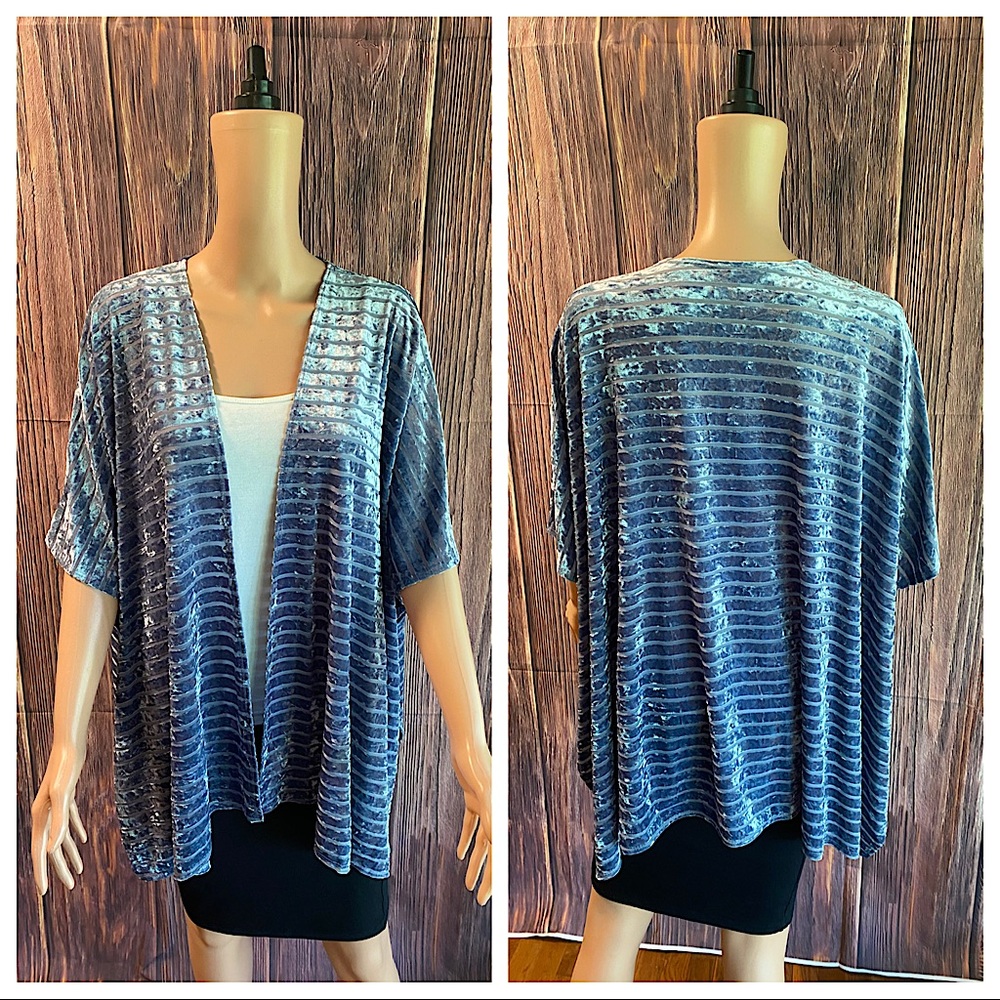 Olivia Rae size small blue velvet flowy summer boho kimono cardigan